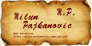 Milun Pajkanović vizit kartica